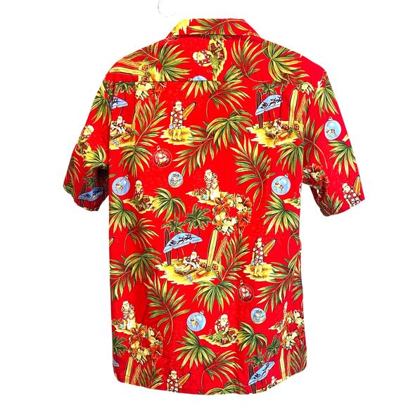 RJC Christmas Tropical Island Surfing Santa Hawaiian Aloha Shirt Size L - Picture 4 of 5